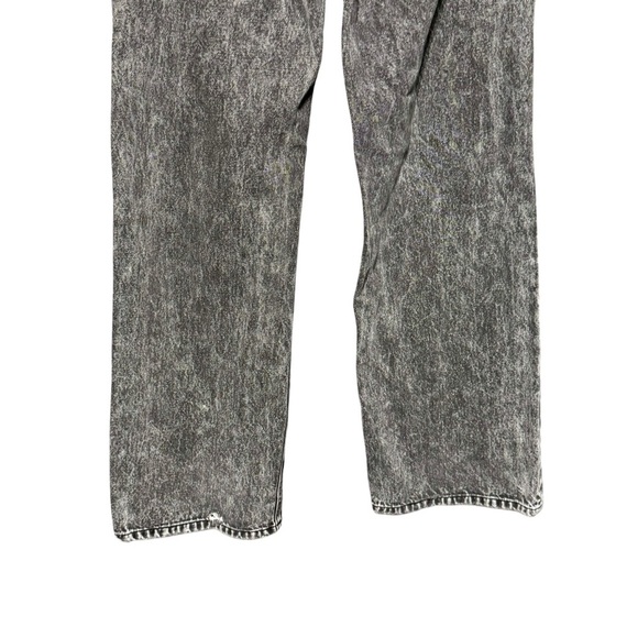 KANCAN Acid Washed Black High Rise Button Fly Wide Leg Cotton Denim Jeans - Picture 9 of 13